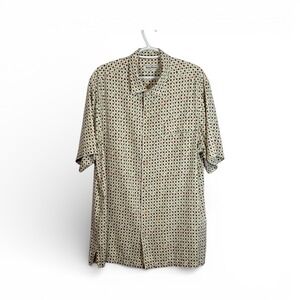 Tommy Bahama Men's Silk Short Sleeve Button Up Shirt XLT Diamond Pattern